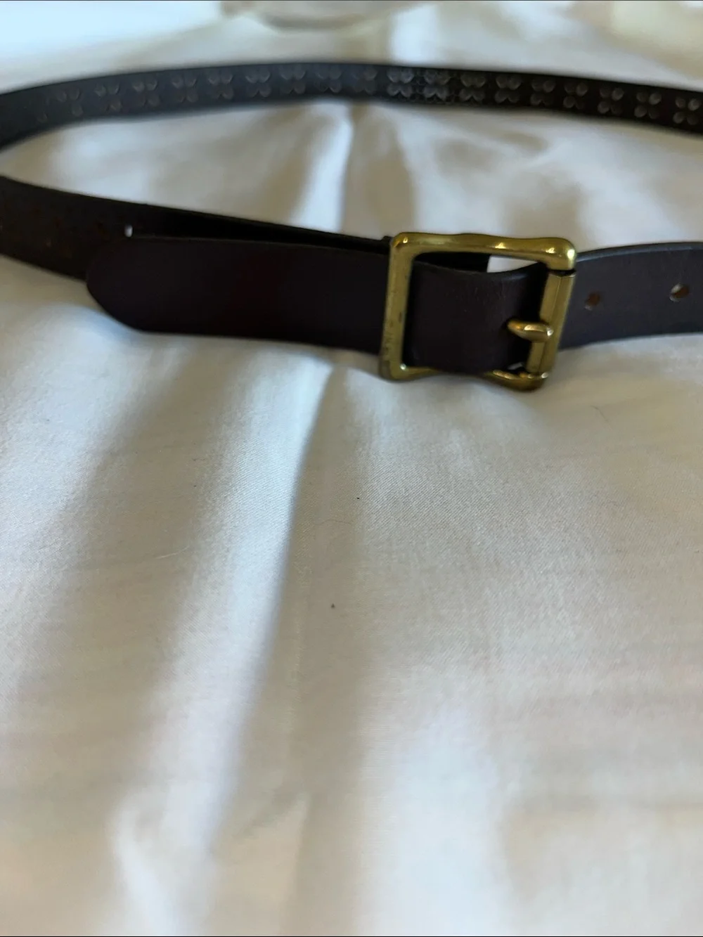 Black Men's Leather Belt with Cutout Pattern‎ and Brass Buckle 2XL